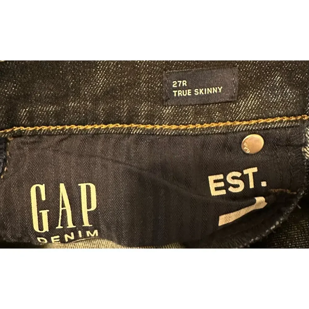 Gap Denim‎ Jeans Womens Size 27R (26x28) True Skinny Dark Wash READ